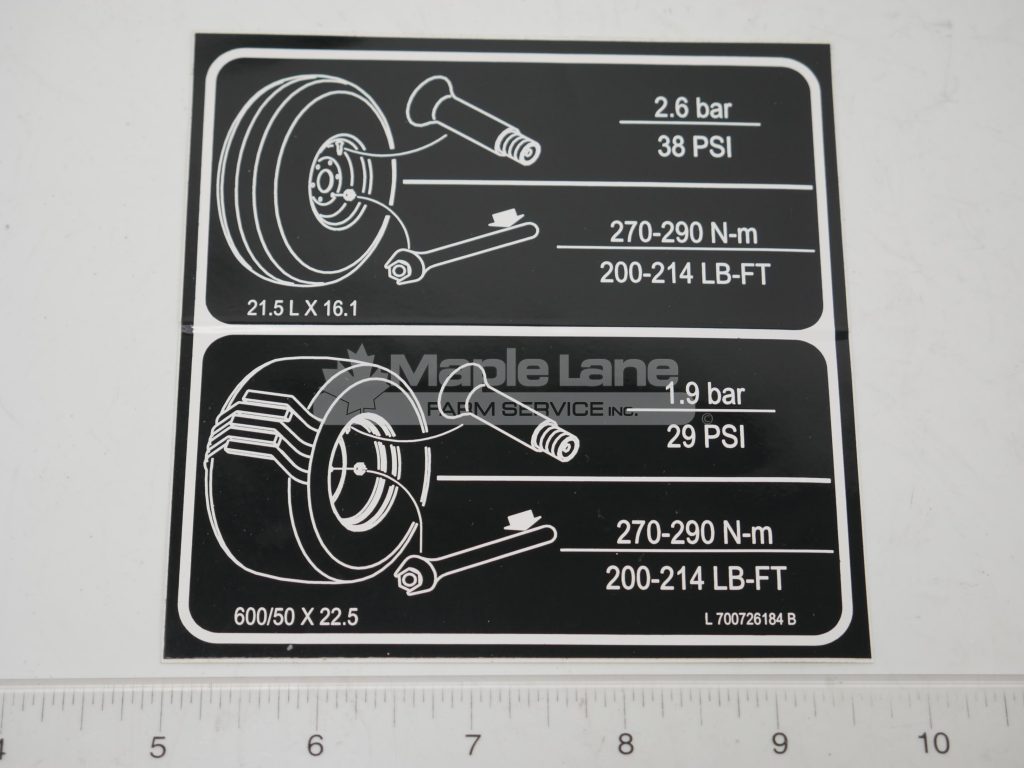 700726184 Tire Pressure Decal