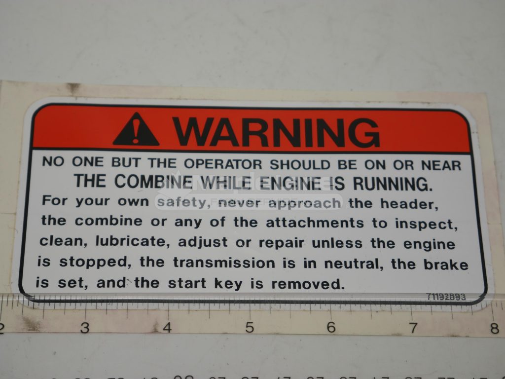 71192893 Warning Decal