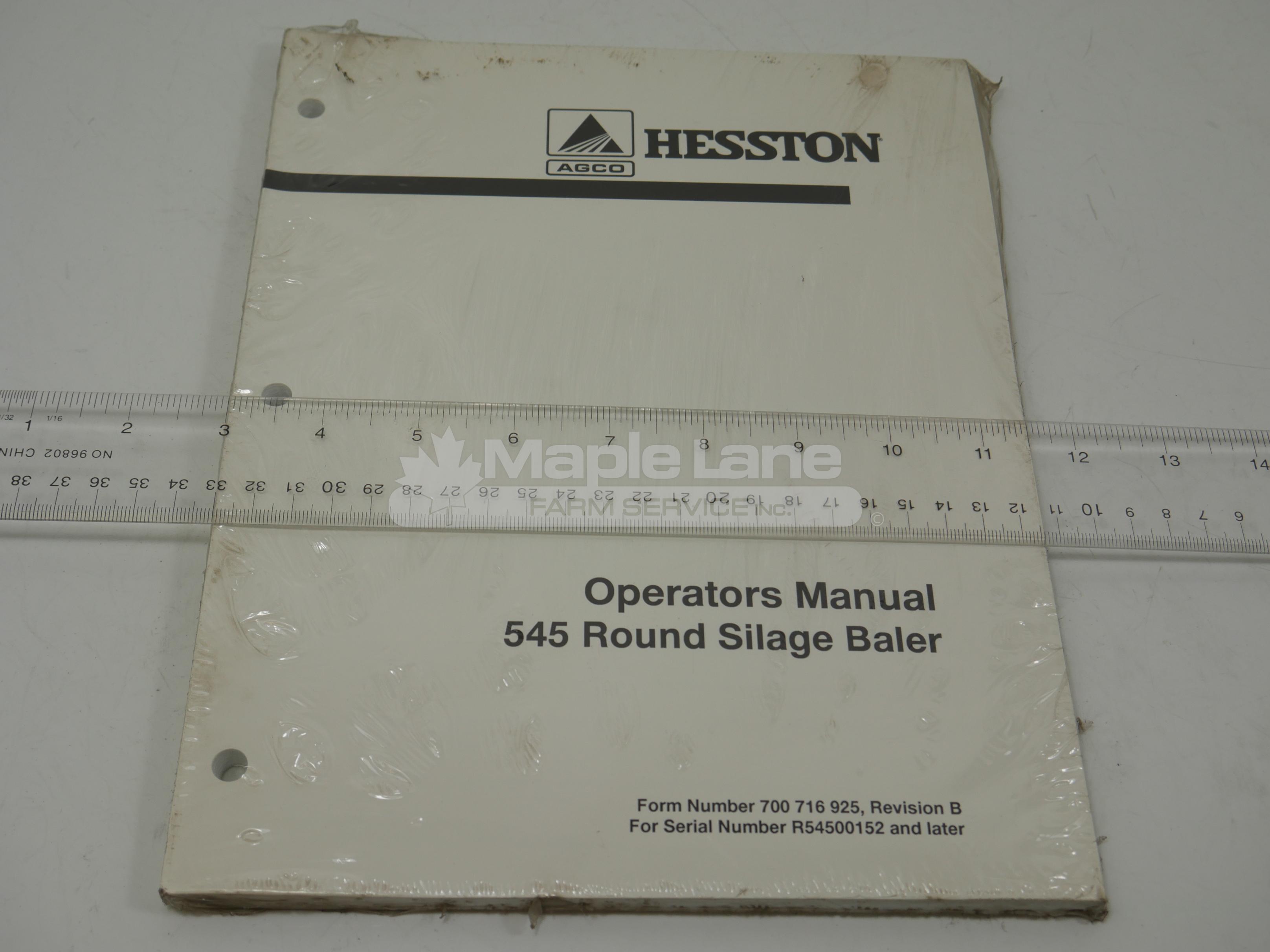 700716925B Operator's Manual