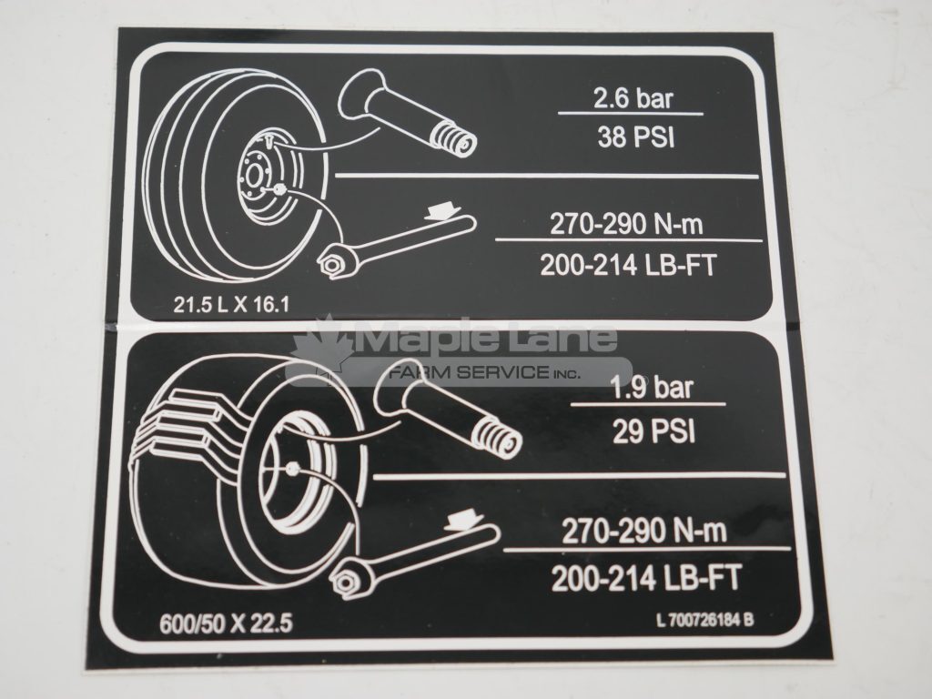 700726184 Tire Pressure Decal