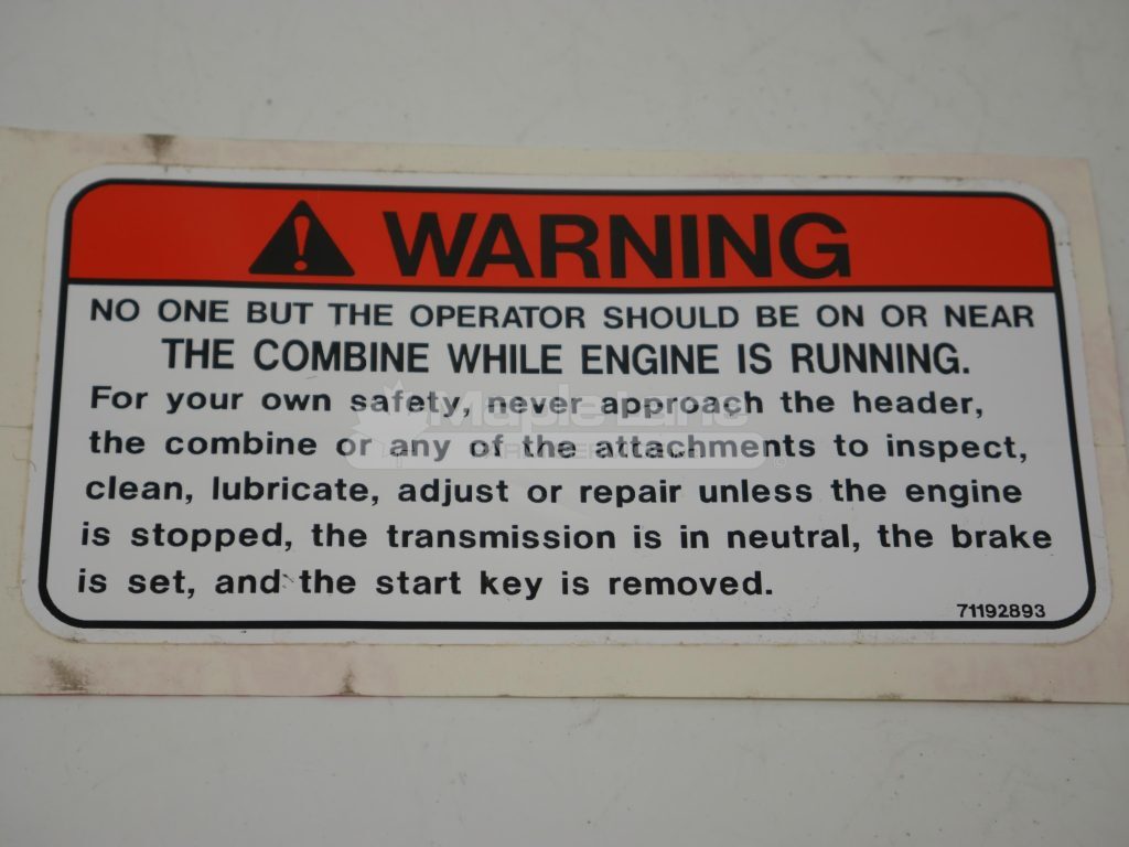 71192893 Warning Decal