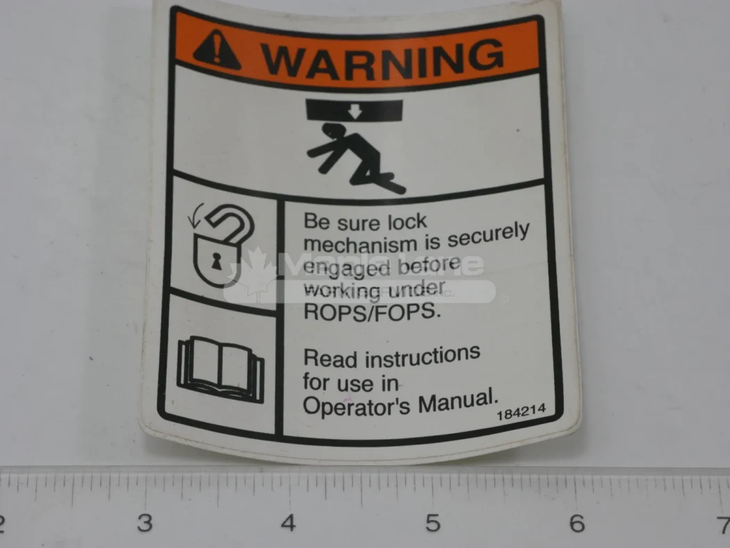 184214 Warning ROPS Decal